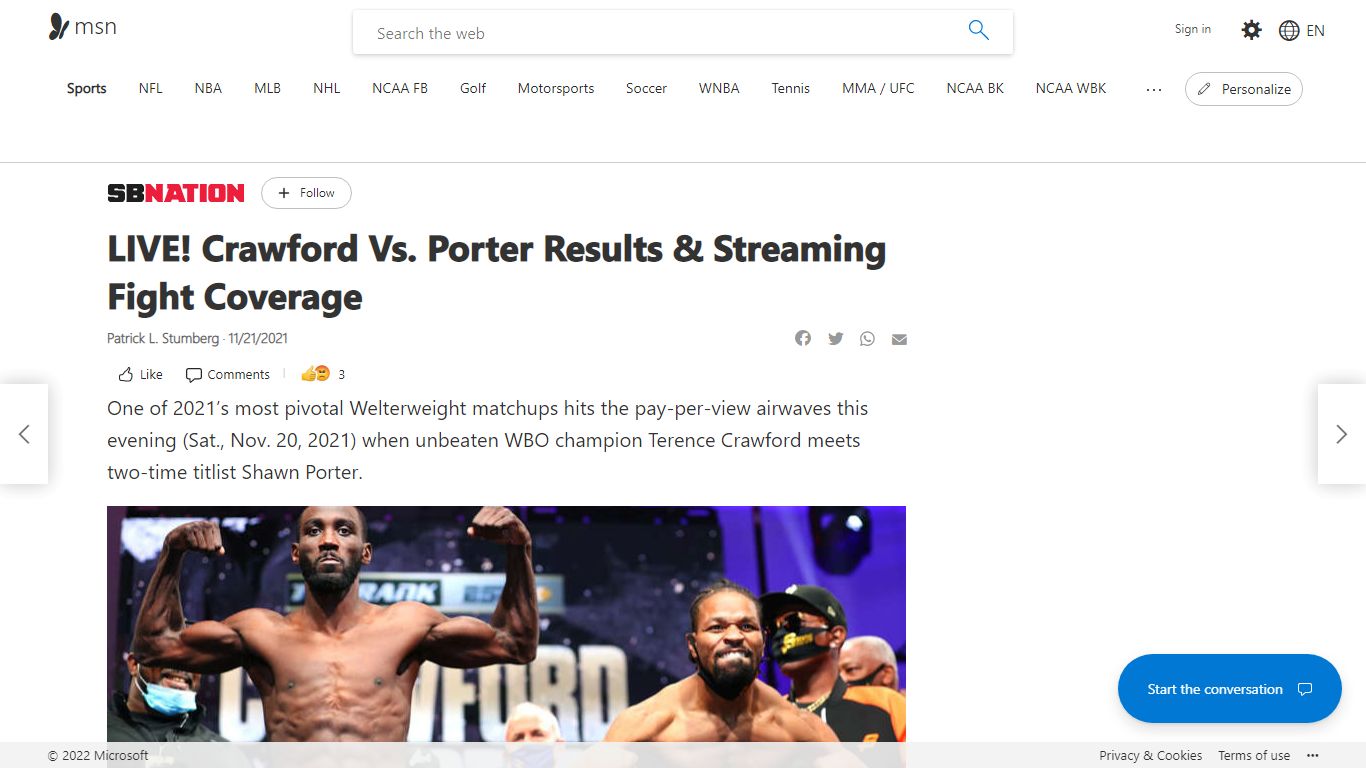 LIVE! Crawford Vs. Porter Results & Streaming Fight Coverage