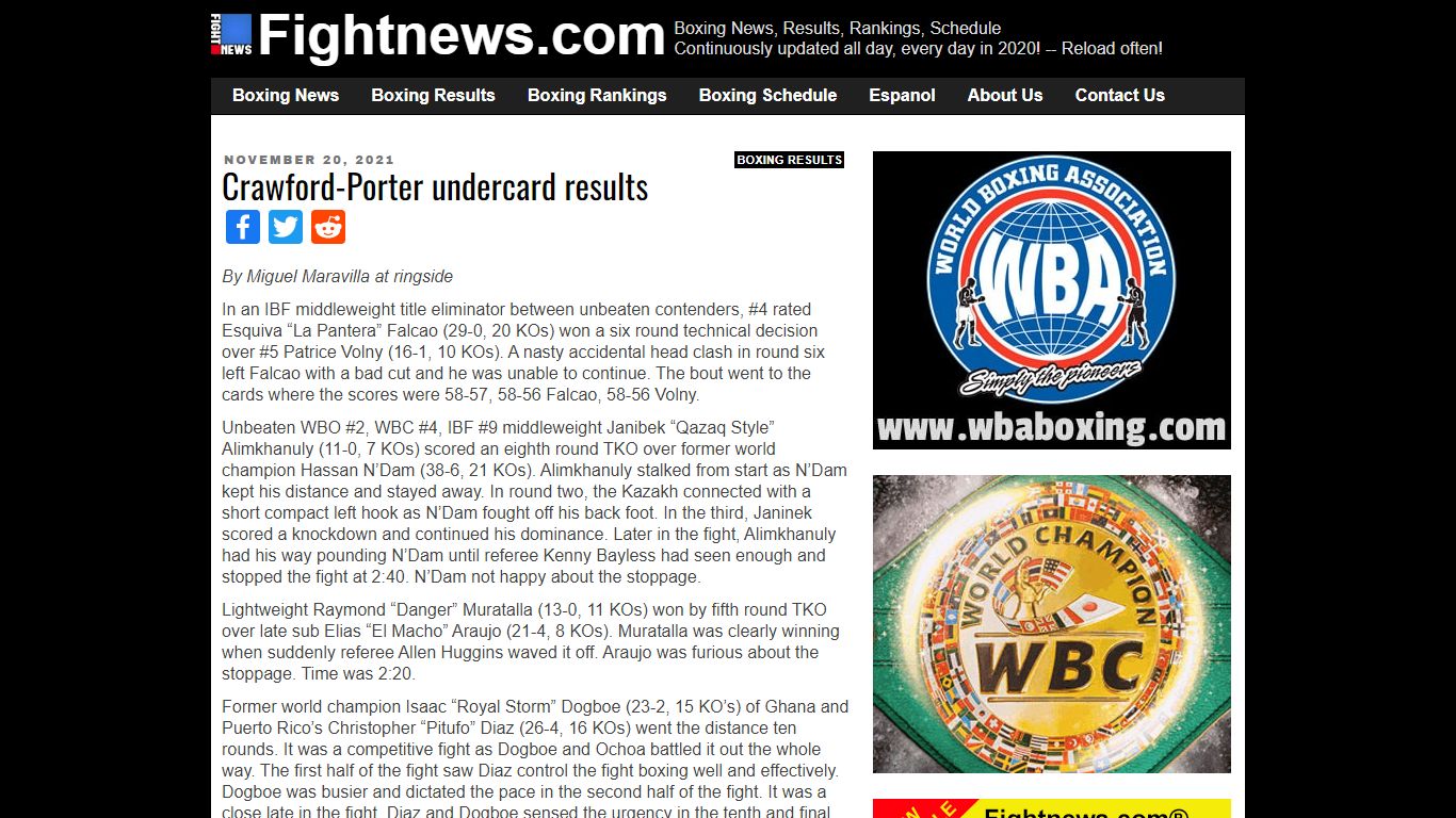Boxing News: Crawford-Porter undercard results » August 10, 2022